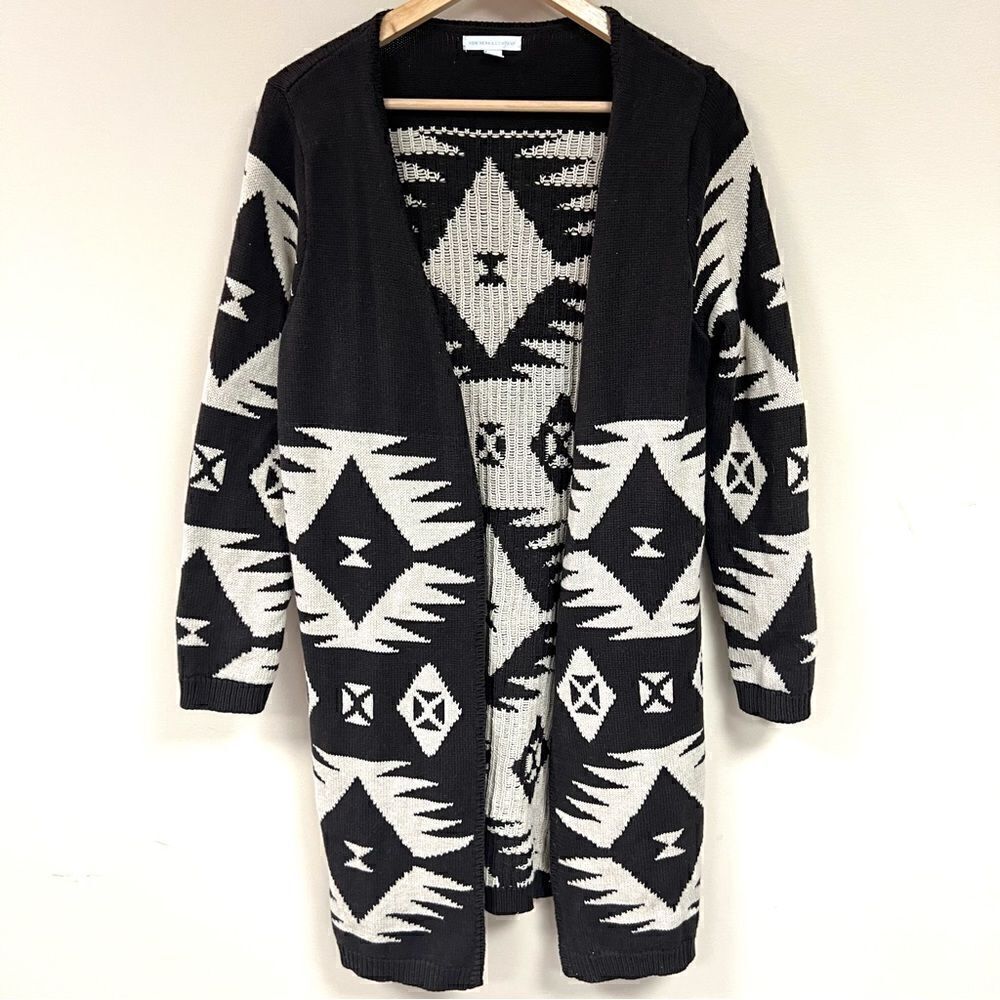 - New York & Co brown/tan Aztec print long line cardigan